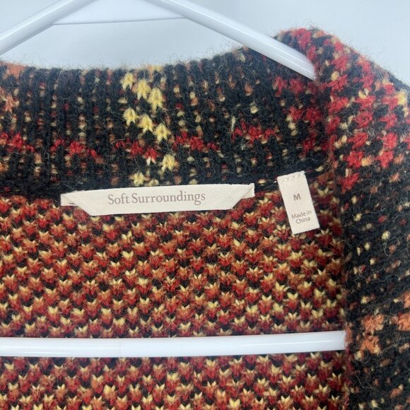 Soft Surroundings Aurora Topper Brown Orange Plaid Cardigan Women's Medium - Picture 2 of 4